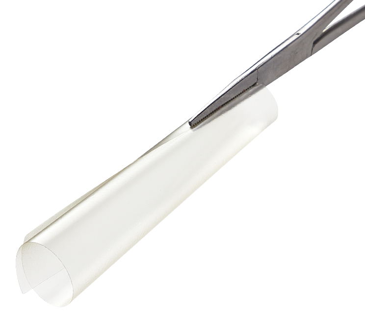 Seprafilm membrane held by forceps