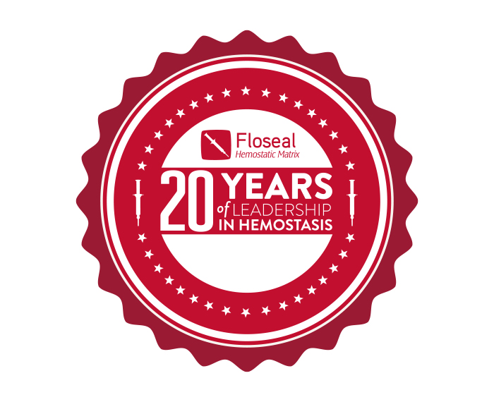 Image of FLOSEAL 20-year anniversary emblem in red